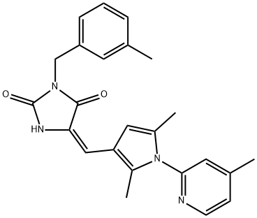 5-{[2,5-dimethyl-1-(4-methyl-2-pyridinyl)-1H-pyrrol-3-yl]methylene}-3-(3-methylbenzyl)-2,4-imidazolidinedione Struktur