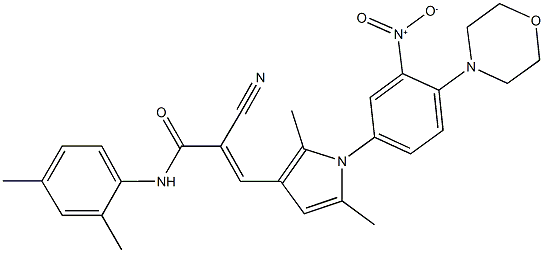 2-cyano-N-(2,4-dimethylphenyl)-3-{1-[3-nitro-4-(4-morpholinyl)phenyl]-2,5-dimethyl-1H-pyrrol-3-yl}acrylamide Struktur