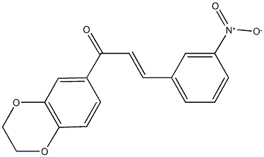 1-(2,3-dihydro-1,4-benzodioxin-6-yl)-3-{3-nitrophenyl}-2-propen-1-one Struktur