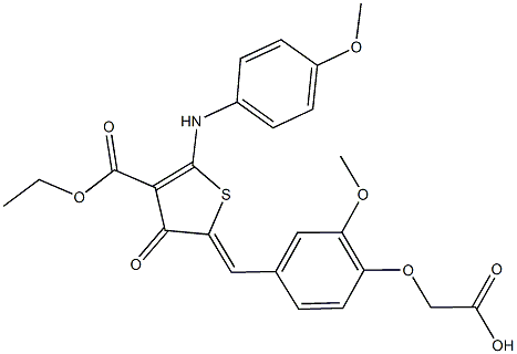 {4-[(4-(ethoxycarbonyl)-5-(4-methoxyanilino)-3-oxo-2(3H)-thienylidene)methyl]-2-methoxyphenoxy}acetic acid Struktur