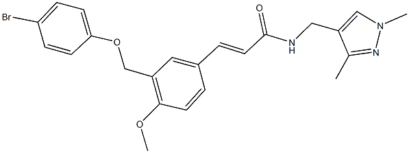 3-{3-[(4-bromophenoxy)methyl]-4-methoxyphenyl}-N-[(1,3-dimethyl-1H-pyrazol-4-yl)methyl]acrylamide Struktur