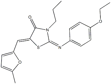 2-[(4-ethoxyphenyl)imino]-5-[(5-methyl-2-furyl)methylene]-3-propyl-1,3-thiazolidin-4-one Struktur