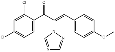 1-(2,4-dichlorophenyl)-3-(4-methoxyphenyl)-2-(1H-1,2,4-triazol-1-yl)-2-propen-1-one Struktur