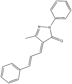 5-methyl-2-phenyl-4-(3-phenyl-2-propenylidene)-2,4-dihydro-3H-pyrazol-3-one Struktur