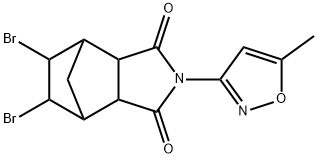 8,9-dibromo-4-(5-methyl-3-isoxazolyl)-4-azatricyclo[5.2.1.0~2,6~]decane-3,5-dione Struktur