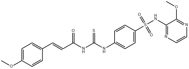 4-[({[3-(4-methoxyphenyl)acryloyl]amino}carbothioyl)amino]-N-(3-methoxy-2-pyrazinyl)benzenesulfonamide Struktur