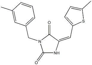 3-(3-methylbenzyl)-5-[(5-methyl-2-thienyl)methylene]-2,4-imidazolidinedione Struktur