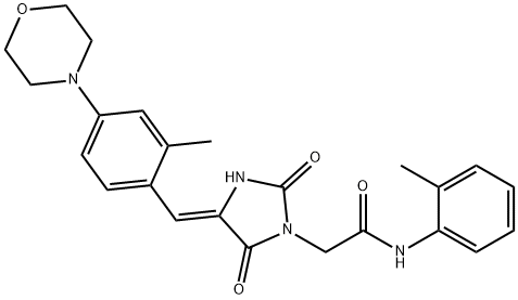 2-{4-[2-methyl-4-(4-morpholinyl)benzylidene]-2,5-dioxo-1-imidazolidinyl}-N-(2-methylphenyl)acetamide Struktur