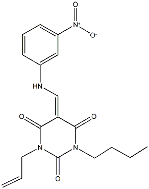 1-allyl-3-butyl-5-({3-nitroanilino}methylene)-2,4,6(1H,3H,5H)-pyrimidinetrione Struktur