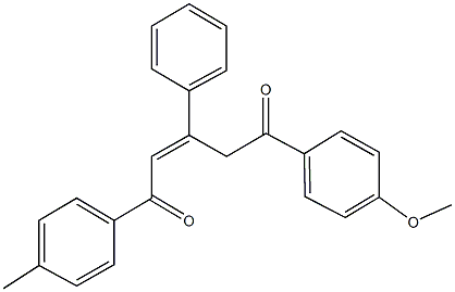 5-(4-methoxyphenyl)-1-(4-methylphenyl)-3-phenyl-2-pentene-1,5-dione Struktur