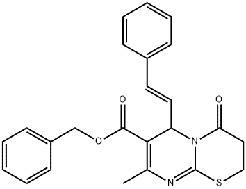 benzyl 8-methyl-4-oxo-6-(2-phenylvinyl)-3,4-dihydro-2H,6H-pyrimido[2,1-b][1,3]thiazine-7-carboxylate Struktur