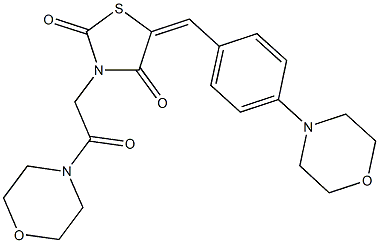 5-[4-(4-morpholinyl)benzylidene]-3-[2-(4-morpholinyl)-2-oxoethyl]-1,3-thiazolidine-2,4-dione Struktur