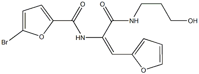 5-bromo-N-(2-(2-furyl)-1-{[(3-hydroxypropyl)amino]carbonyl}vinyl)-2-furamide Struktur