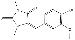 5-(4-hydroxy-3-methoxybenzylidene)-1,3-dimethyl-2-thioxo-4-imidazolidinone Struktur