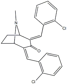 2,4-bis(2-chlorobenzylidene)-8-methyl-8-azabicyclo[3.2.1]octan-3-one Struktur