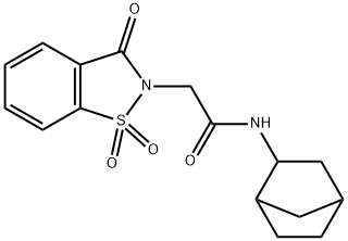 N-bicyclo[2.2.1]hept-2-yl-2-(1,1-dioxido-3-oxo-1,2-benzisothiazol-2(3H)-yl)acetamide Struktur