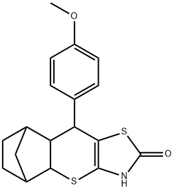 9-(4-methoxyphenyl)-3,7-dithia-5-azatetracyclo[9.2.1.0~2,10~.0~4,8~]tetradec-4(8)-en-6-one Struktur