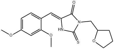 5-(2,4-dimethoxybenzylidene)-3-(tetrahydro-2-furanylmethyl)-2-thioxo-4-imidazolidinone Struktur