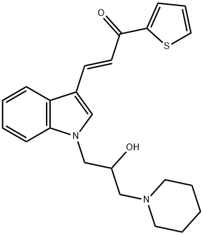 3-{1-[2-hydroxy-3-(1-piperidinyl)propyl]-1H-indol-3-yl}-1-(2-thienyl)-2-propen-1-one Struktur