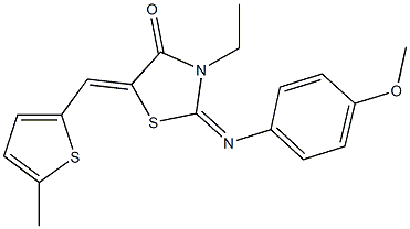 3-ethyl-2-[(4-methoxyphenyl)imino]-5-[(5-methyl-2-thienyl)methylene]-1,3-thiazolidin-4-one Struktur