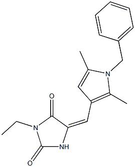 5-[(1-benzyl-2,5-dimethyl-1H-pyrrol-3-yl)methylene]-3-ethyl-2,4-imidazolidinedione Struktur