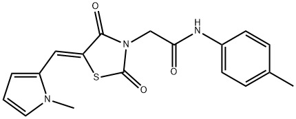 N-(4-methylphenyl)-2-{5-[(1-methyl-1H-pyrrol-2-yl)methylene]-2,4-dioxo-1,3-thiazolidin-3-yl}acetamide Struktur