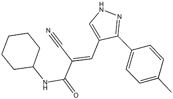 2-cyano-N-cyclohexyl-3-[3-(4-methylphenyl)-1H-pyrazol-4-yl]acrylamide Struktur