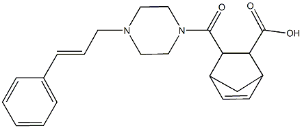 3-[(4-cinnamyl-1-piperazinyl)carbonyl]bicyclo[2.2.1]hept-5-ene-2-carboxylic acid Struktur