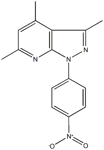 1-{4-nitrophenyl}-3,4,6-trimethyl-1H-pyrazolo[3,4-b]pyridine Struktur