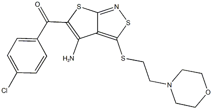 (4-amino-3-{[2-(4-morpholinyl)ethyl]sulfanyl}thieno[2,3-c]isothiazol-5-yl)(4-chlorophenyl)methanone Struktur