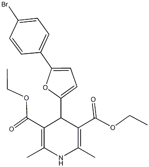 diethyl 4-[5-(4-bromophenyl)-2-furyl]-2,6-dimethyl-1,4-dihydro-3,5-pyridinedicarboxylate Struktur