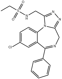 N-[(8-chloro-6-phenyl-4H-[1,2,4]triazolo[4,3-a][1,4]benzodiazepin-1-yl)methyl]ethanesulfonamide Struktur