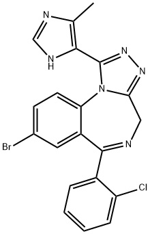 8-bromo-6-(2-chlorophenyl)-1-(5-methyl-1H-imidazol-4-yl)-4H-[1,2,4]triazolo[4,3-a][1,4]benzodiazepine Struktur