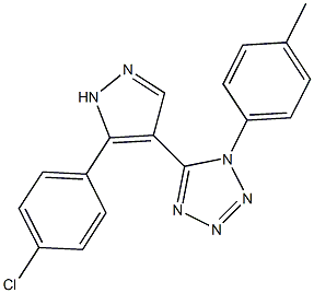 5-[5-(4-chlorophenyl)-1H-pyrazol-4-yl]-1-(4-methylphenyl)-1H-tetraazole Struktur