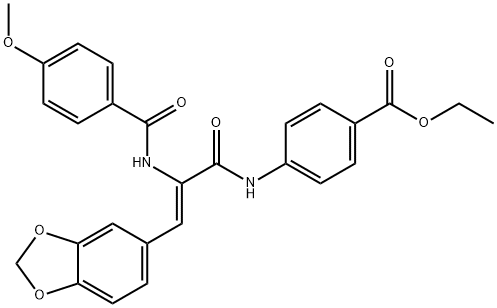 ethyl 4-({3-(1,3-benzodioxol-5-yl)-2-[(4-methoxybenzoyl)amino]acryloyl}amino)benzoate Struktur