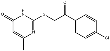 2-{[2-(4-chlorophenyl)-2-oxoethyl]sulfanyl}-6-methyl-4(3H)-pyrimidinone Struktur