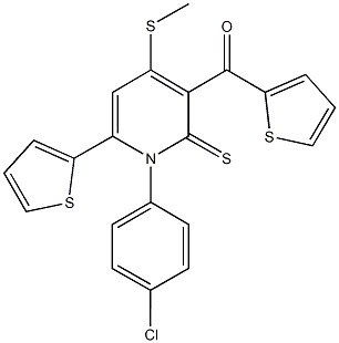 [1-(4-chlorophenyl)-4-(methylsulfanyl)-6-(2-thienyl)-2-thioxo-1,2-dihydro-3-pyridinyl](2-thienyl)methanone Struktur