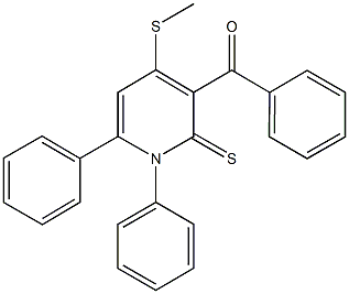 [4-(methylsulfanyl)-1,6-diphenyl-2-thioxo-1,2-dihydro-3-pyridinyl](phenyl)methanone Struktur