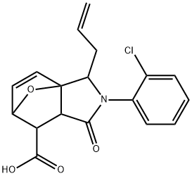 2-allyl-3-(2-chlorophenyl)-4-oxo-10-oxa-3-azatricyclo[5.2.1.0~1,5~]dec-8-ene-6-carboxylic acid Struktur