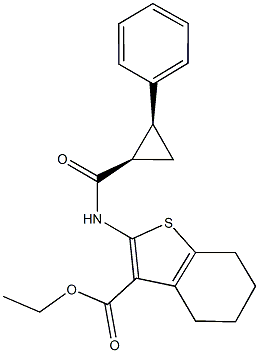 ethyl 2-{[(2-phenylcyclopropyl)carbonyl]amino}-4,5,6,7-tetrahydro-1-benzothiophene-3-carboxylate Struktur