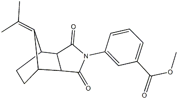 methyl 3-[10-(1-methylethylidene)-3,5-dioxo-4-azatricyclo[5.2.1.0~2,6~]dec-4-yl]benzoate Struktur