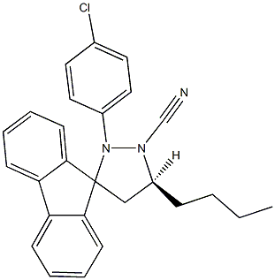 3'-butyl-1'-(4-chlorophenyl)-2'-cyanospiro[9H-fluorene-9,5'-pyrazolidine] Struktur