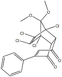 1,8,9,10-tetrachloro-11,11-dimethoxy-4-phenyltricyclo[6.2.1.0~2,7~]undeca-4,9-diene-3,6-dione Struktur