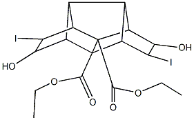 diethyl 5,12-dihydroxy-6,11-diiodopentacyclo[6.4.0.0~2,10~.0~3,7~.0~4,9~]dodecane-8,9-dicarboxylate Struktur