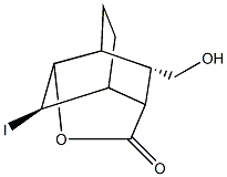 7-(hydroxymethyl)-2-iodo-4-oxatricyclo[4.4.0.0~3,8~]decan-5-one Struktur