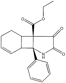 ethyl 2,3-dioxo-7b-phenyl-1,2,3,3b,4,5,7a,7b-octahydro-3aH-benzo[3,4]cyclobuta[1,2-b]pyrrole-3a-carboxylate Struktur