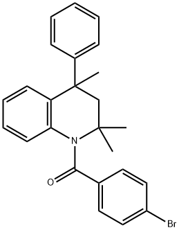 1-(4-bromobenzoyl)-2,2,4-trimethyl-4-phenyl-1,2,3,4-tetrahydroquinoline Struktur