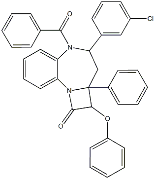 5-benzoyl-4-(3-chlorophenyl)-2-phenoxy-2a-phenyl-2a,3,4,5-tetrahydroazeto[1,2-a][1,5]benzodiazepin-1(2H)-one Struktur