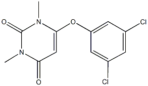 6-(3,5-dichlorophenoxy)-1,3-dimethyl-2,4(1H,3H)-pyrimidinedione Struktur