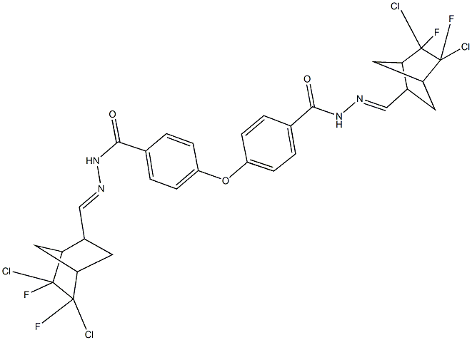 N'-[(5,6-dichloro-5,6-difluorobicyclo[2.2.1]hept-2-yl)methylene]-4-[4-({2-[(5,6-dichloro-5,6-difluorobicyclo[2.2.1]hept-2-yl)methylene]hydrazino}carbonyl)phenoxy]benzohydrazide Struktur